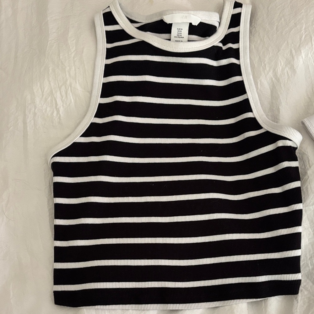 H&M Black and White Striped Tank Top